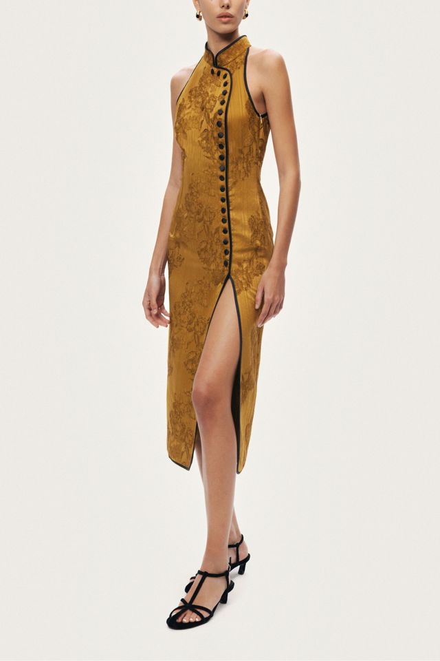 Nocturne High Neck Button Detail Midi Dress #1