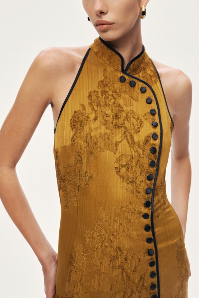 Nocturne High Neck Button Detail Midi Dress #3