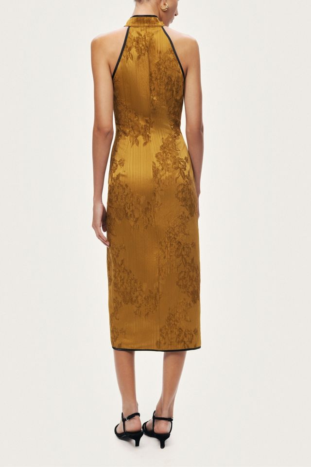 Nocturne High Neck Button Detail Midi Dress #4