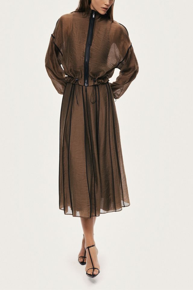 Nocturne Sheer Pleated Midi Skirt #3
