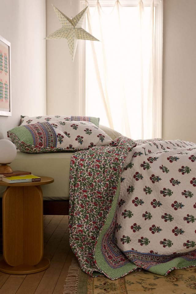 Serena Floral Reversible Cotton Quilt Set #1