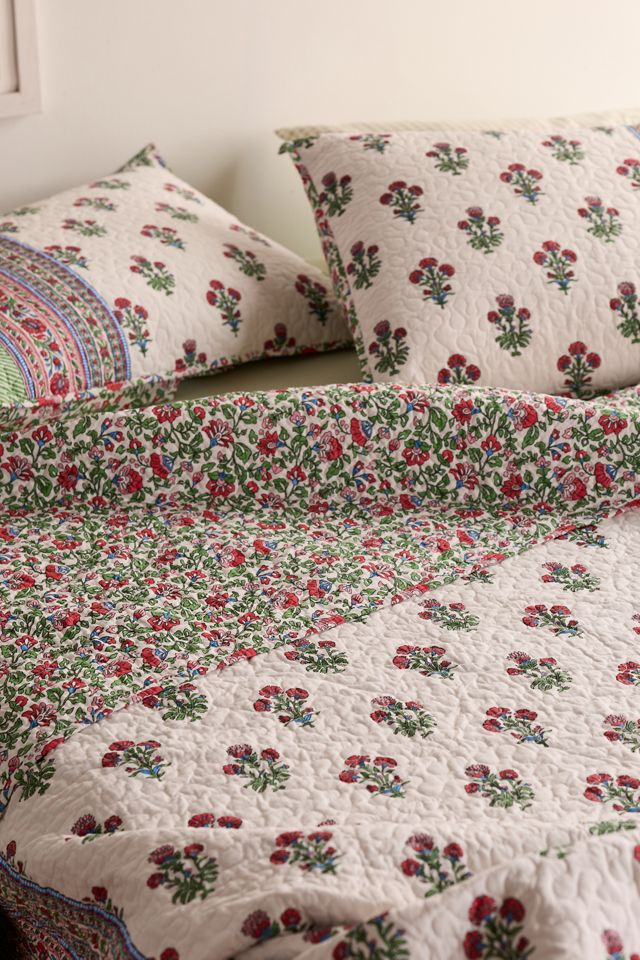 Serena Floral Reversible Cotton Quilt Set #2