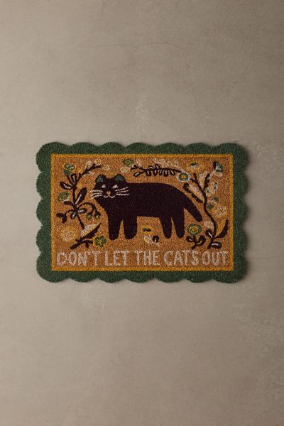 Don’t Let The Cats Out Scalloped Coir Doormat
