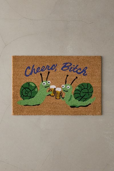 Cheers Snails Printed Coir Doormat