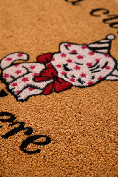 A Cute Cat Lives Here Coir Doormat