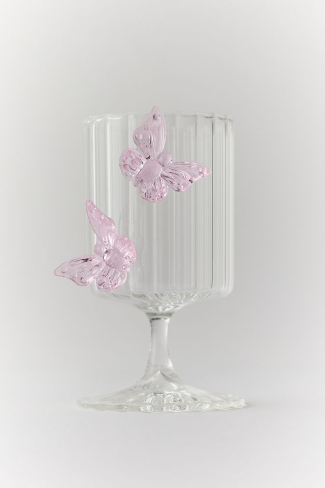 Butterfly Sculpted Fluted Wine Glass #1