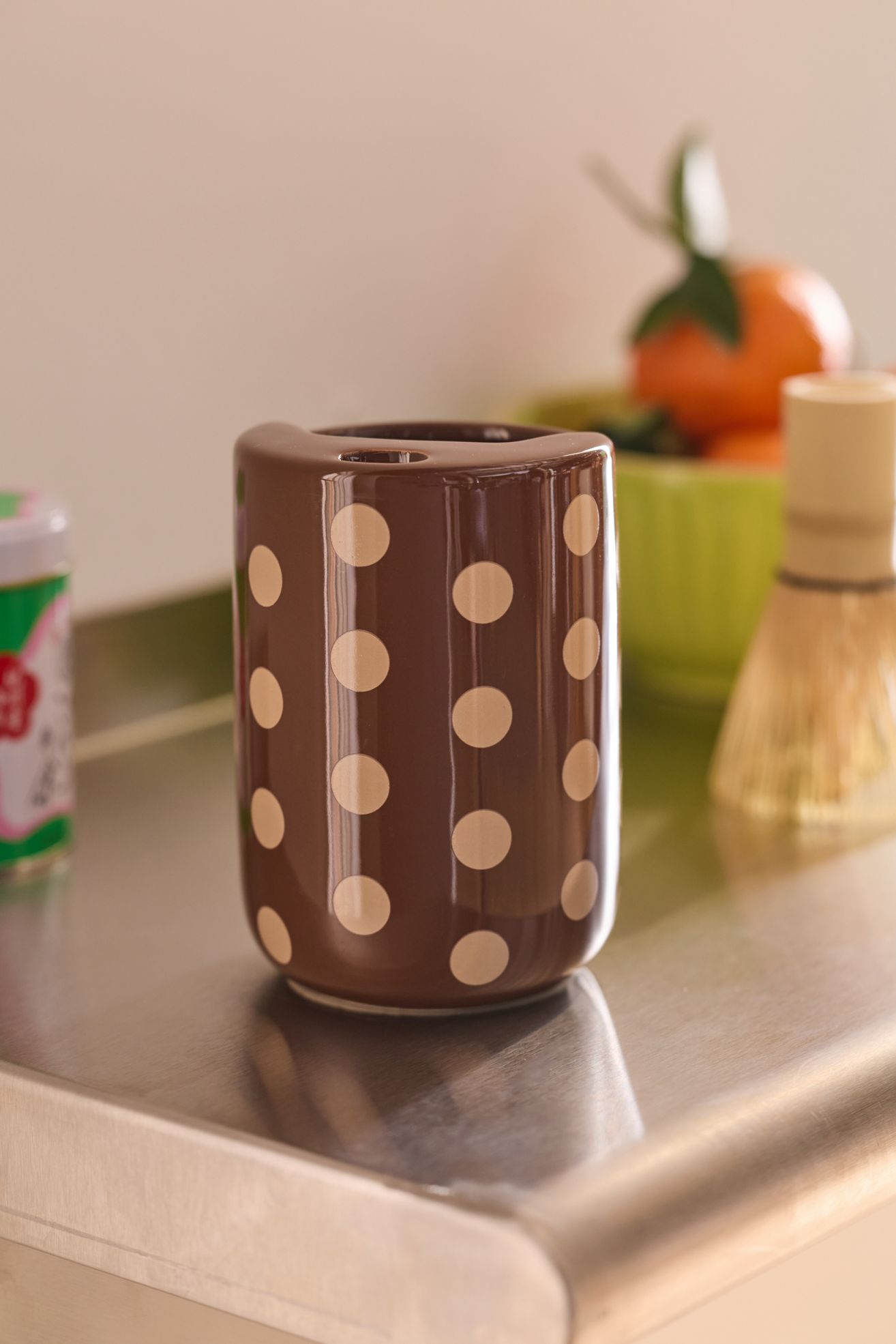 Patterned Matcha Ceramic Sipper - Polka Dot, ONE SIZE