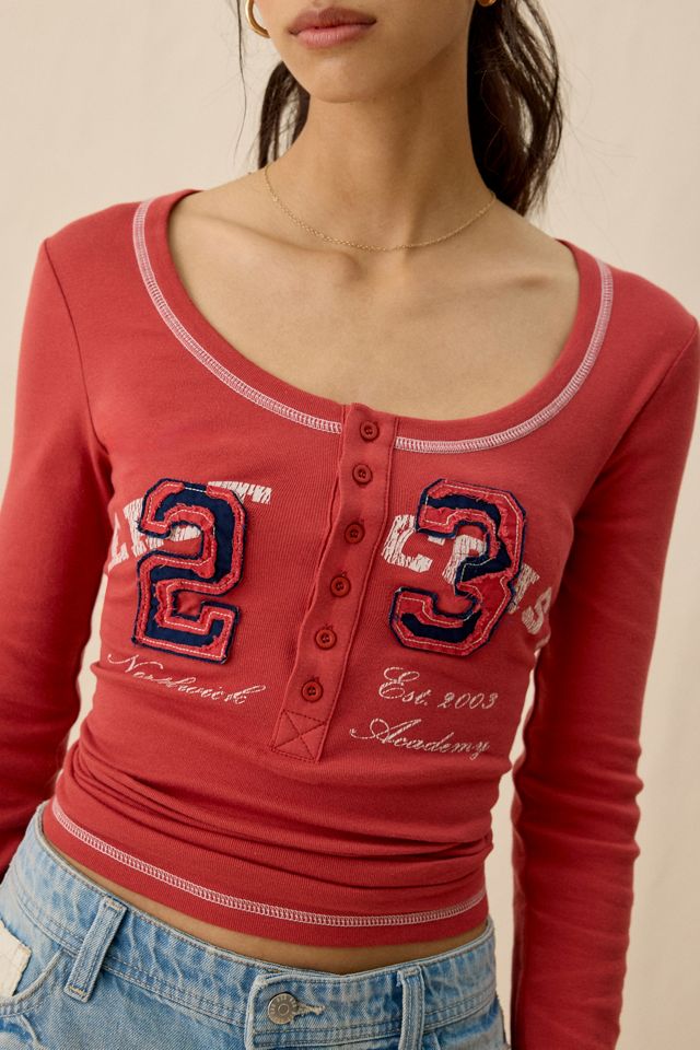 UO East Coast Applique Graphic Long Sleeve Henley Tee #2