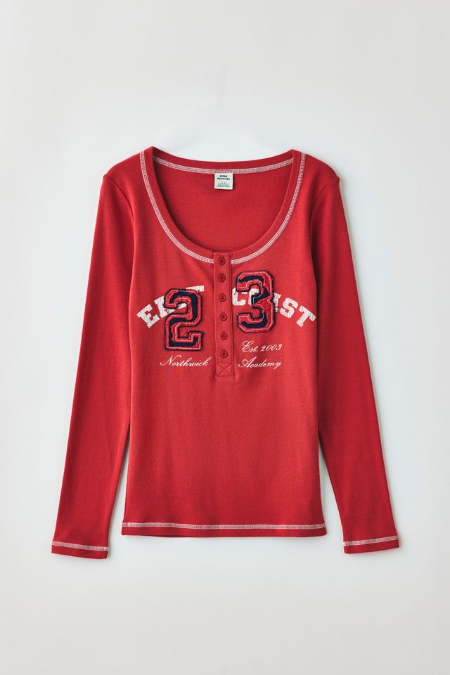 UO East Coast Applique Graphic Long Sleeve Henley Tee #4