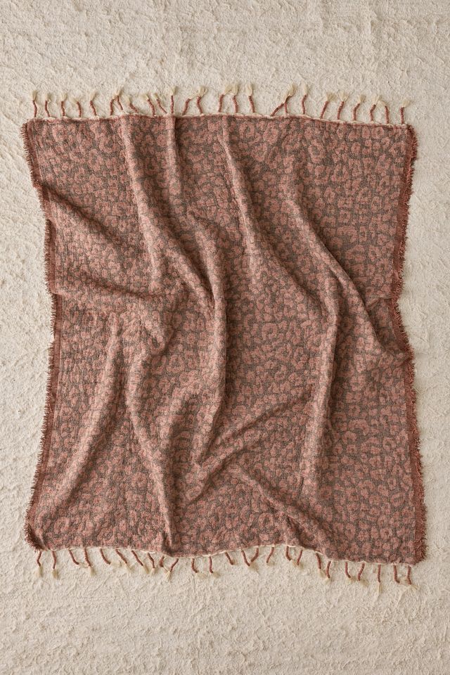 Leopard Print Woven Throw Blanket #1