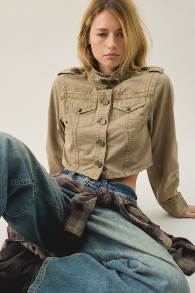 Abrand Gemma Cotton Twill Cropped Utility Jacket