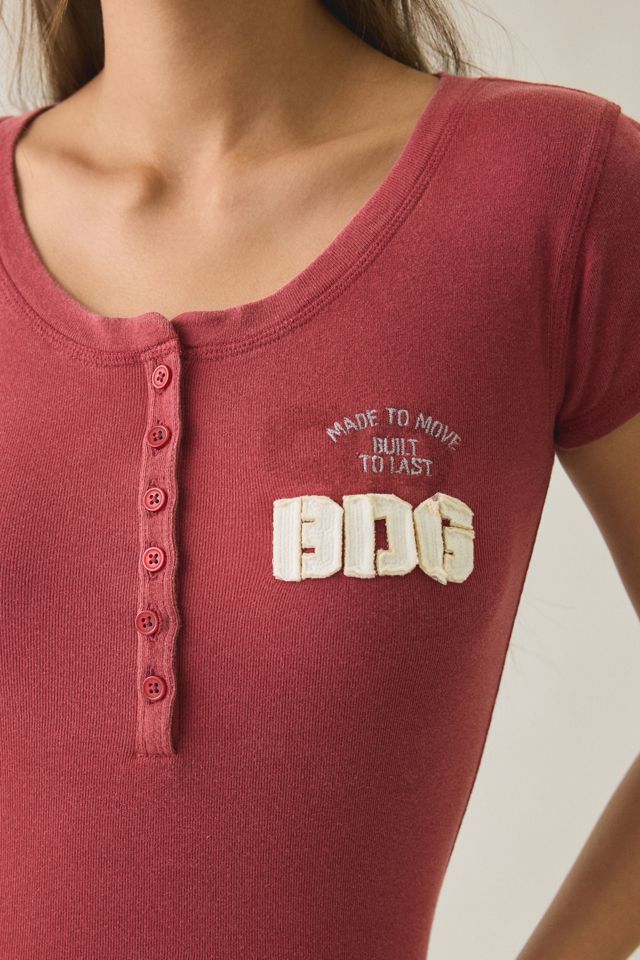 BDG Applique Graphic Short Sleeve Henley Tee #1