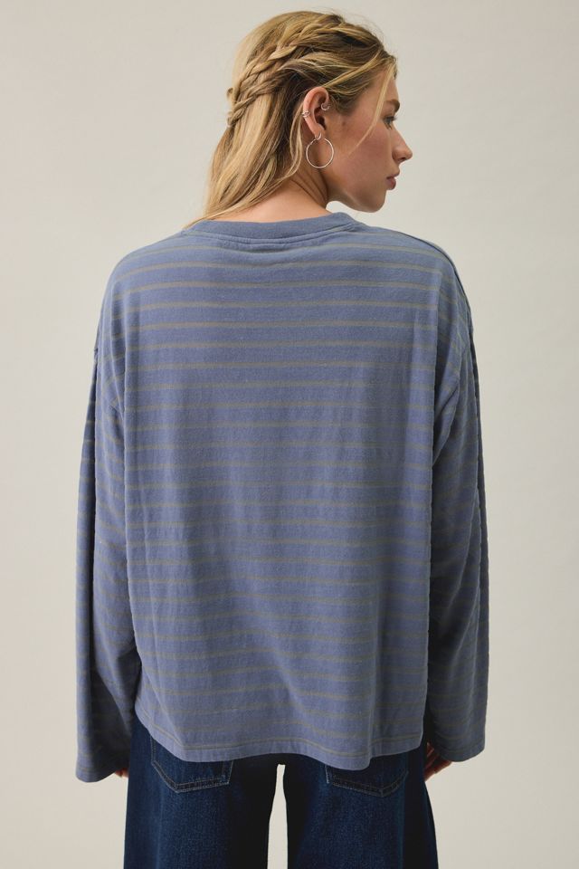 Grunge Skater Graphic Striped Long Sleeve Tee #1