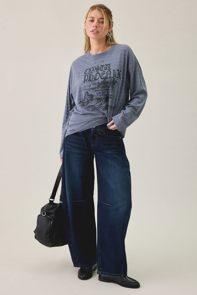 Grunge Skater Graphic Striped Long Sleeve Tee #3