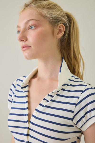 Kimchi Blue Short & Sweet Puff Sleeve Polo Mini Dress