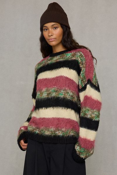 The Ragged Priest Pulse Multicolor Stripe Oversized Sweater