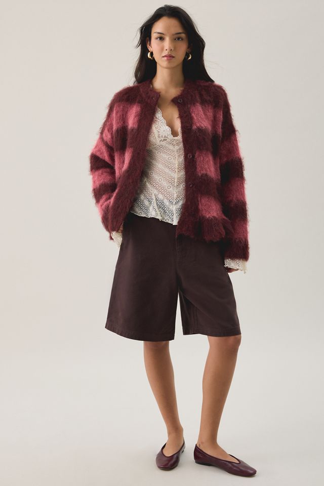 The Ragged Priest Heather Striped Ruffle Hem Cardigan #1