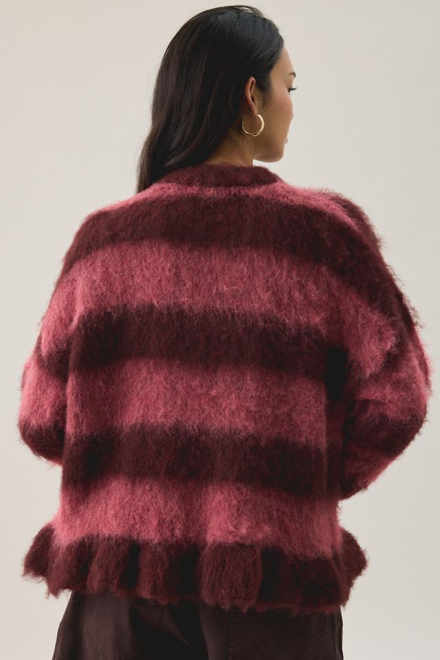 The Ragged Priest Heather Striped Ruffle Hem Cardigan #3