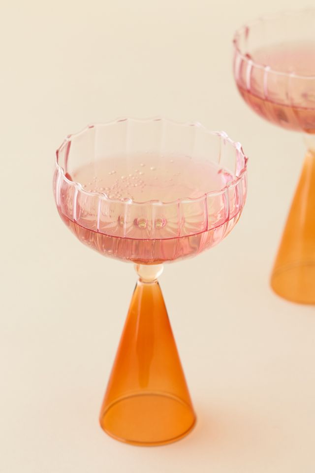 Scalloped Colorblock Dual-Sided Coupe Glass - Set Of 2 #1