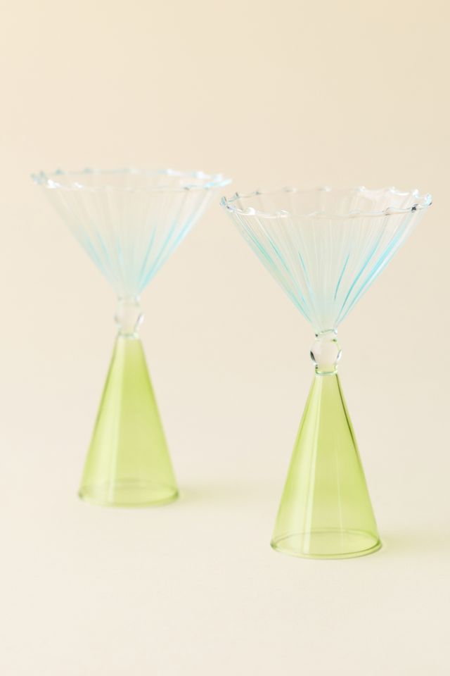 Scalloped Colorblock Dual-Sided Martini Glass - Set Of 2 #2