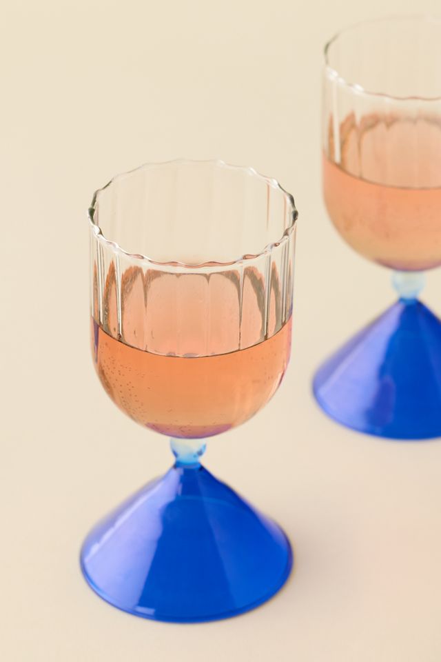 Scalloped Colorblock Dual-Ended Wine Glass - Set Of 2 #1