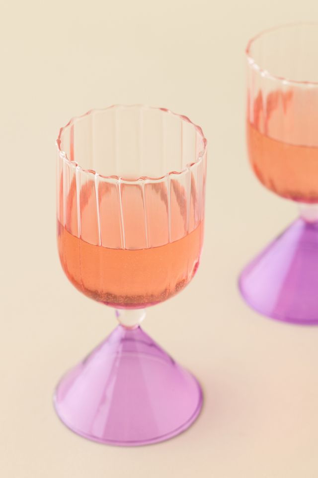 Scalloped Colorblock Dual-Ended Wine Glass - Set Of 2 #1