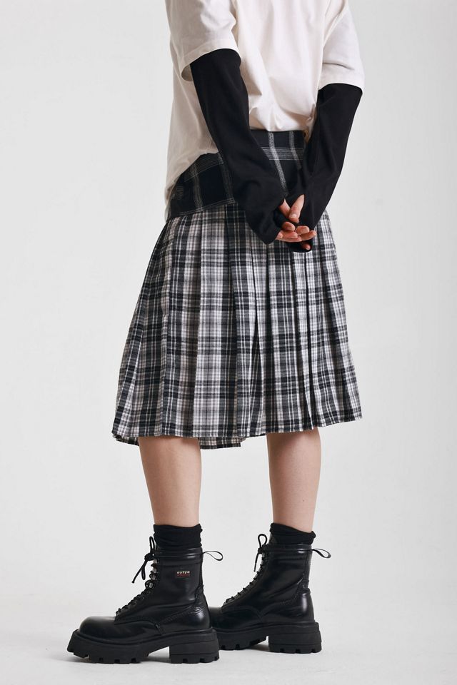 The Ragged Priest Access Spliced Plaid Midi Skirt #1