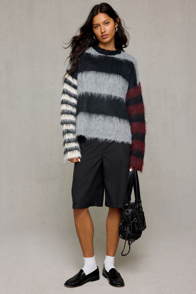 The Ragged Priest Humbug Striped Fuzzy Knit Sweater #1