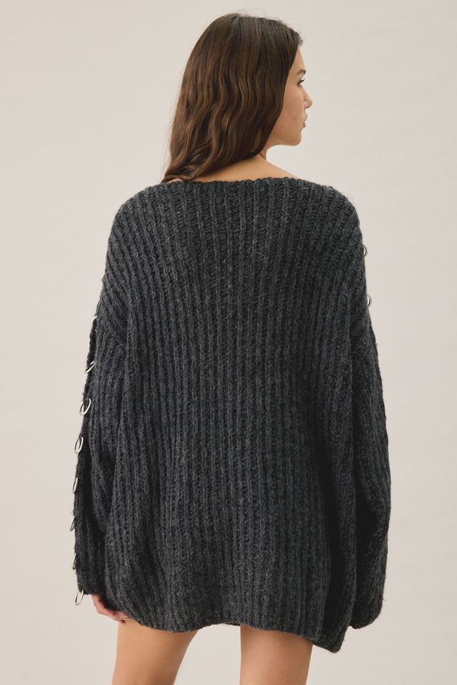 The Ragged Priest Spine Oversized Slash Neck Sweater #3