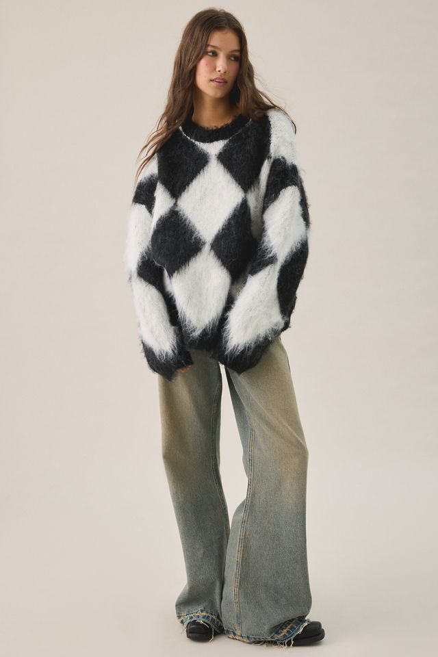 The Ragged Priest Jasper Argyle Check Oversized Sweater #1