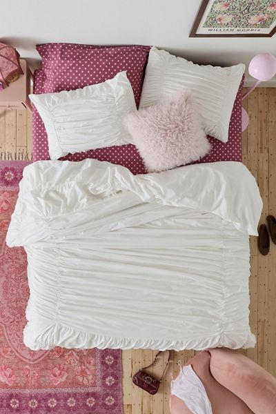Divine Ruched Cotton Percale Duvet Cover