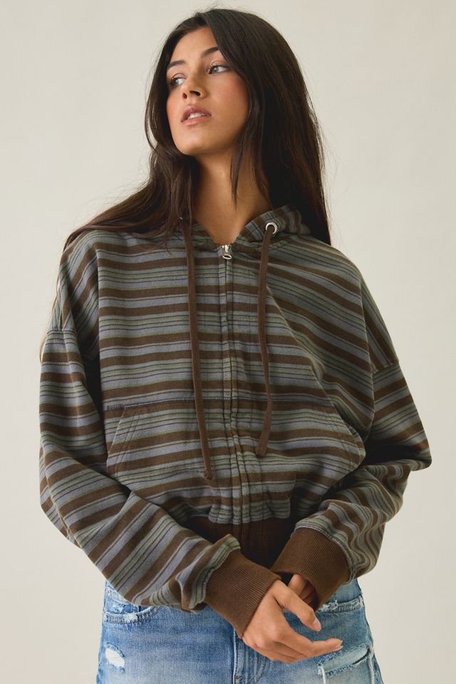 BDG Easy Ace Multi Stripe Zip-Up Hoodie Sweatshirt #1