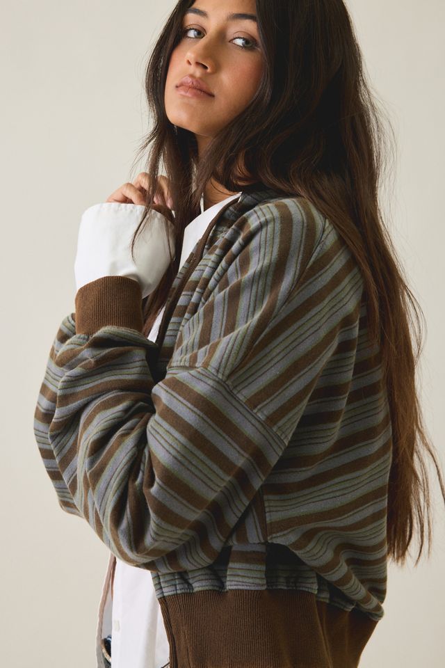 BDG Easy Ace Multi Stripe Zip-Up Hoodie Sweatshirt #3