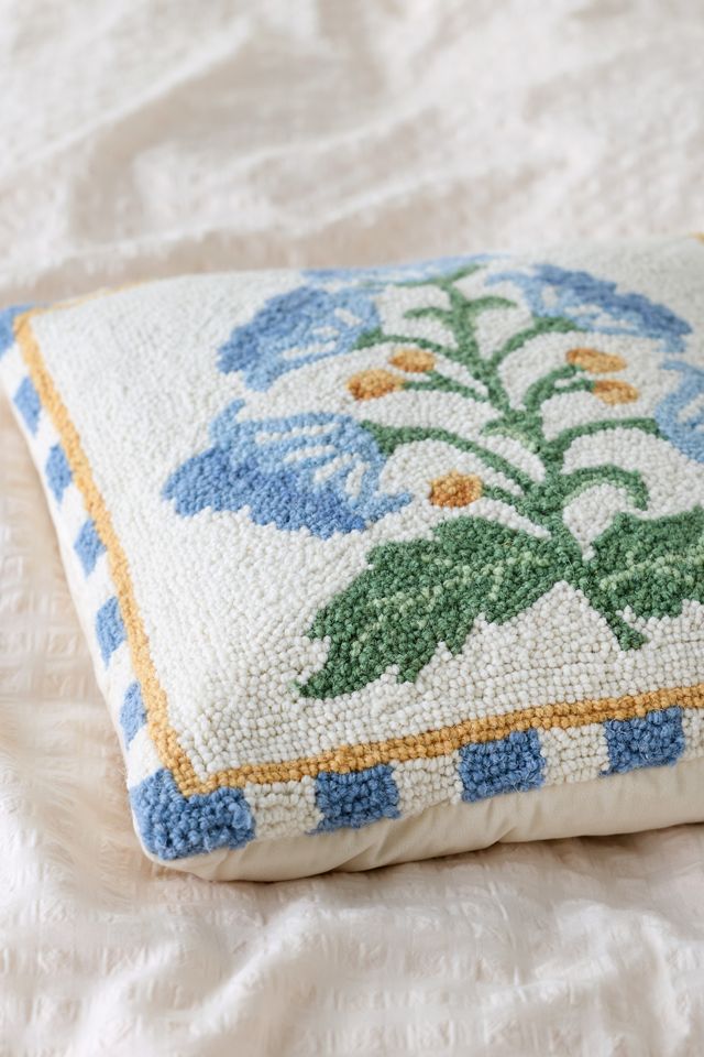 Mughal Flower Tufted Wool Throw Pillow #1
