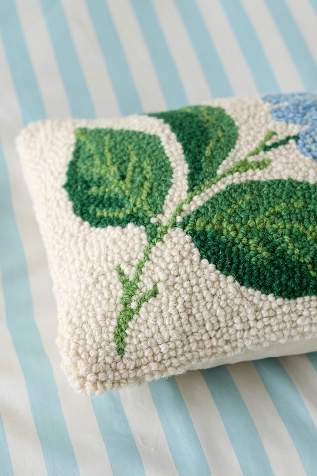 Hydrangea Flower Tufted Wool Throw Pillow #1