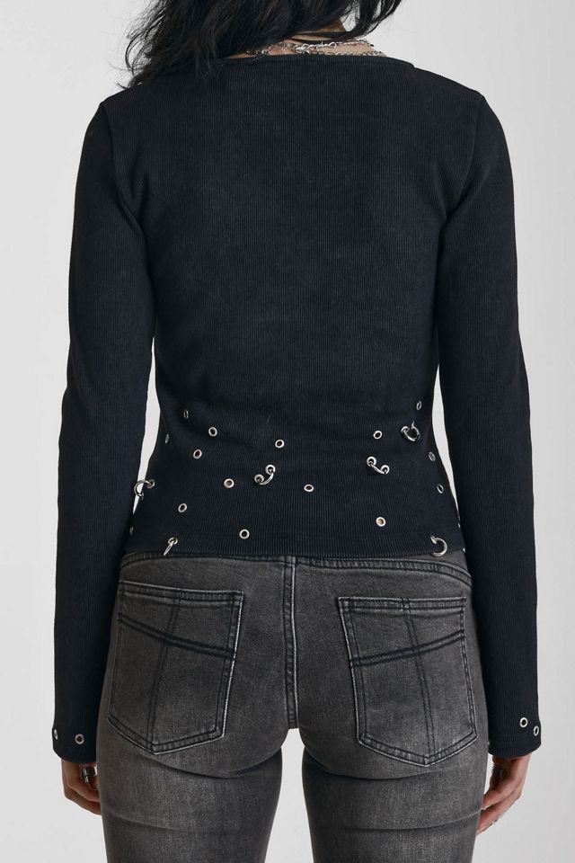 The Ragged Priest Cluster Pierced Grommet Long Sleeve Top #1
