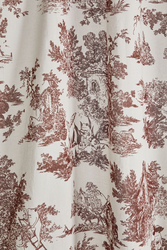 Rideau de douche à motif toile de Jouy grenouilles #1