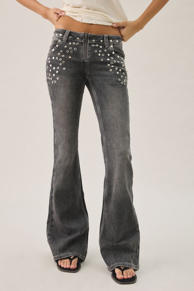 The Ragged Priest Locket Studded Low-Rise Flare Jeans #1