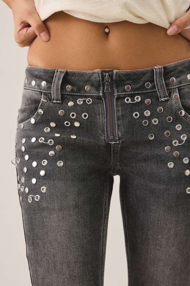 The Ragged Priest Locket Studded Low-Rise Flare Jeans #2