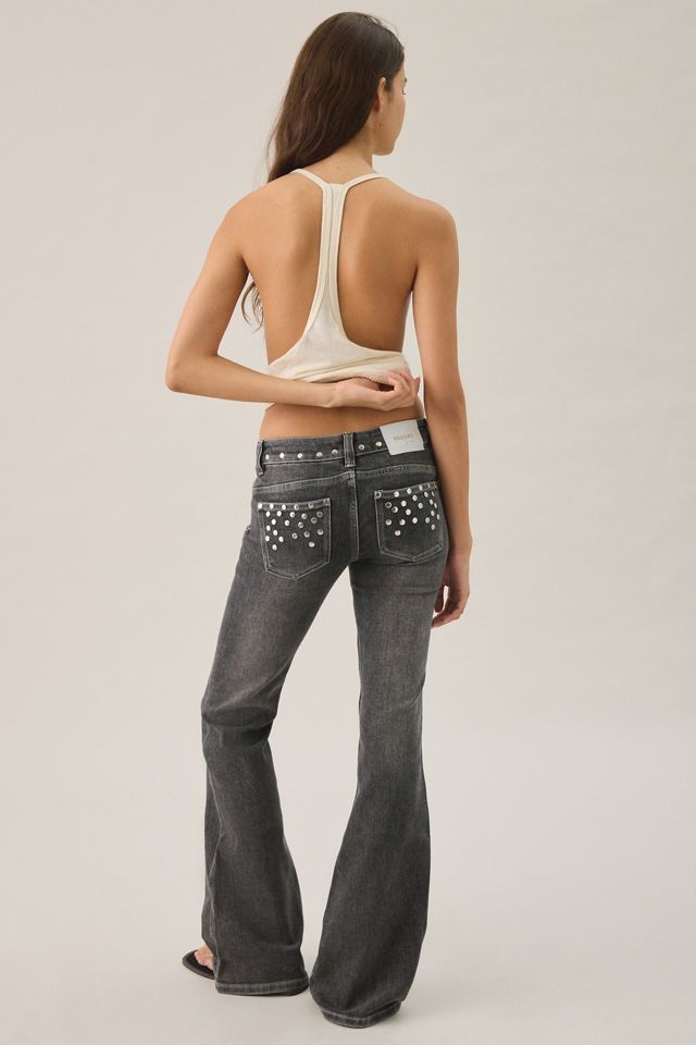 The Ragged Priest Locket Studded Low-Rise Flare Jeans #3