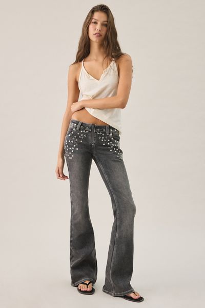 The Ragged Priest Locket Studded Low-Rise Flare Jeans