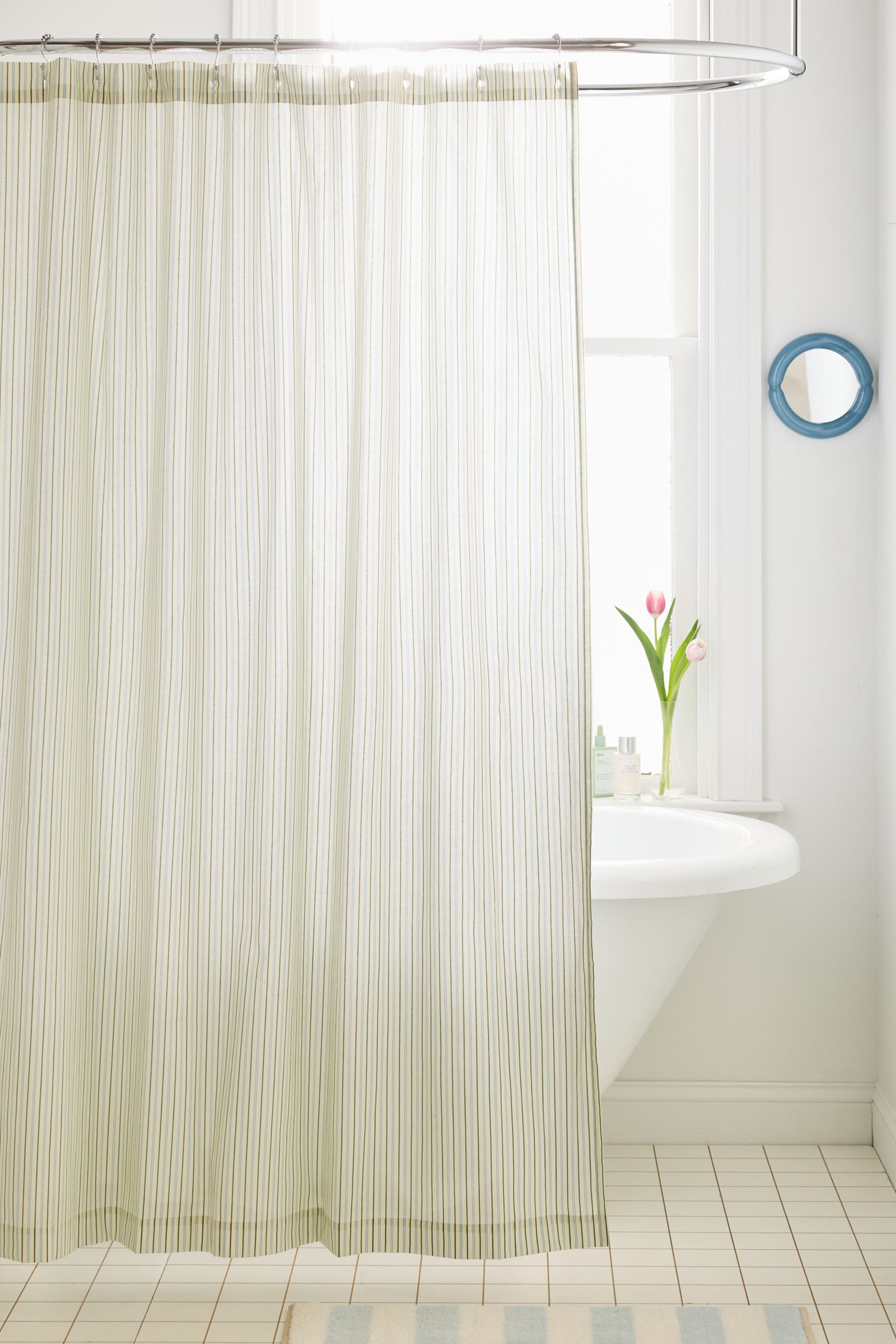 Multi-Striped Patterned Shower Curtain - Blue Green Stripe, 72X72