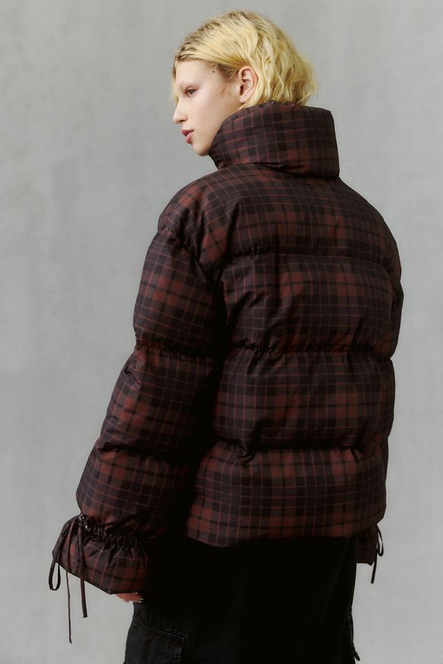 Moon River Plaid Funnel Neck Puffer Jacket #3