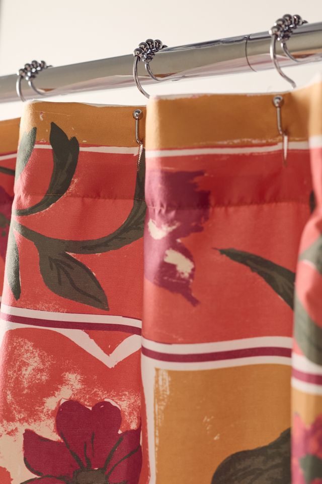 Aria Folk Floral Patterned Shower Curtain #2