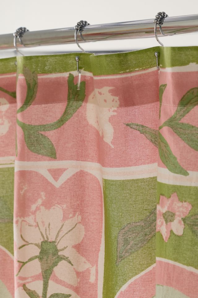 Aria Folk Floral Patterned Shower Curtain #3