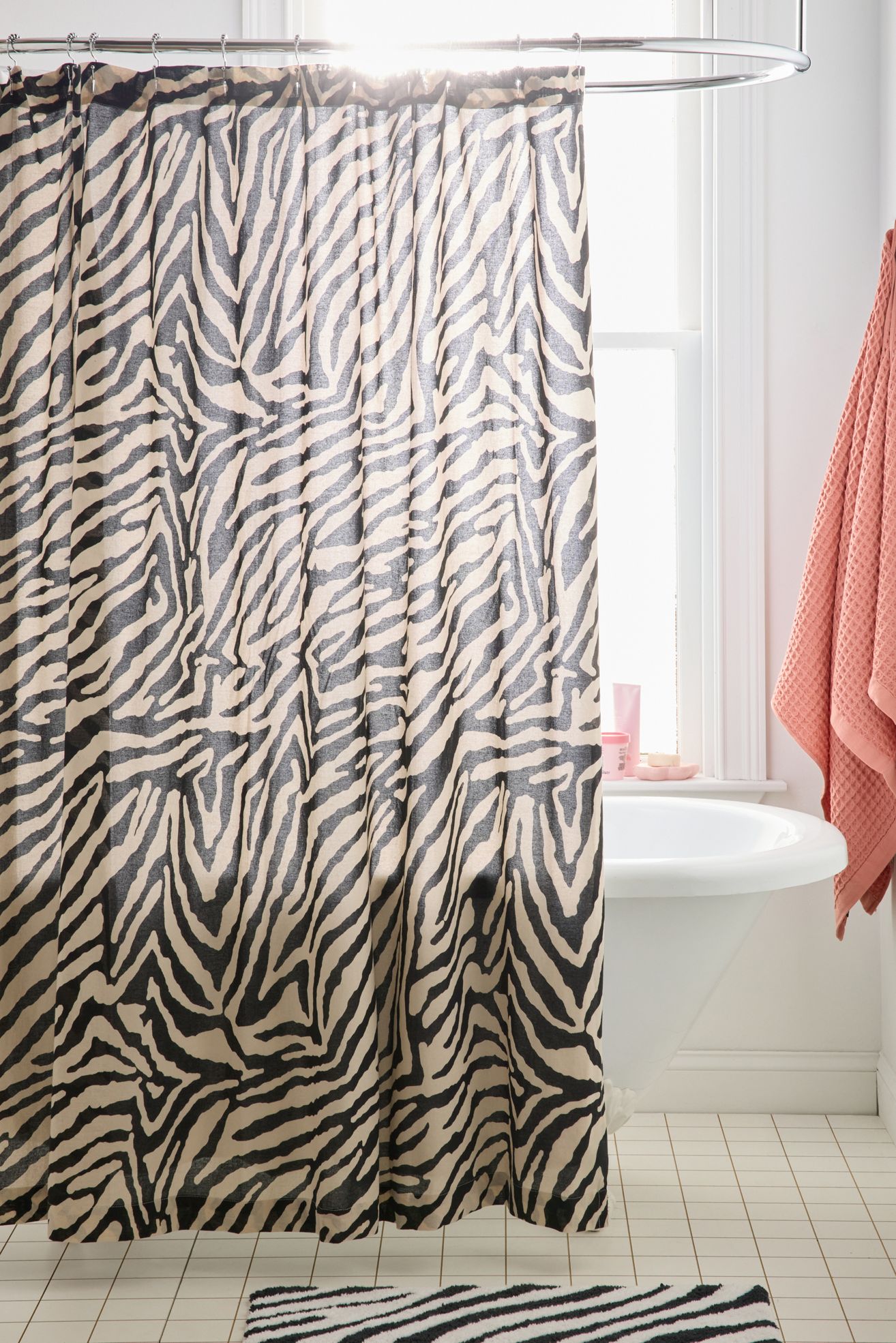 Darcie Zebra Print Patterned Shower Curtain - Zebra, 72X72