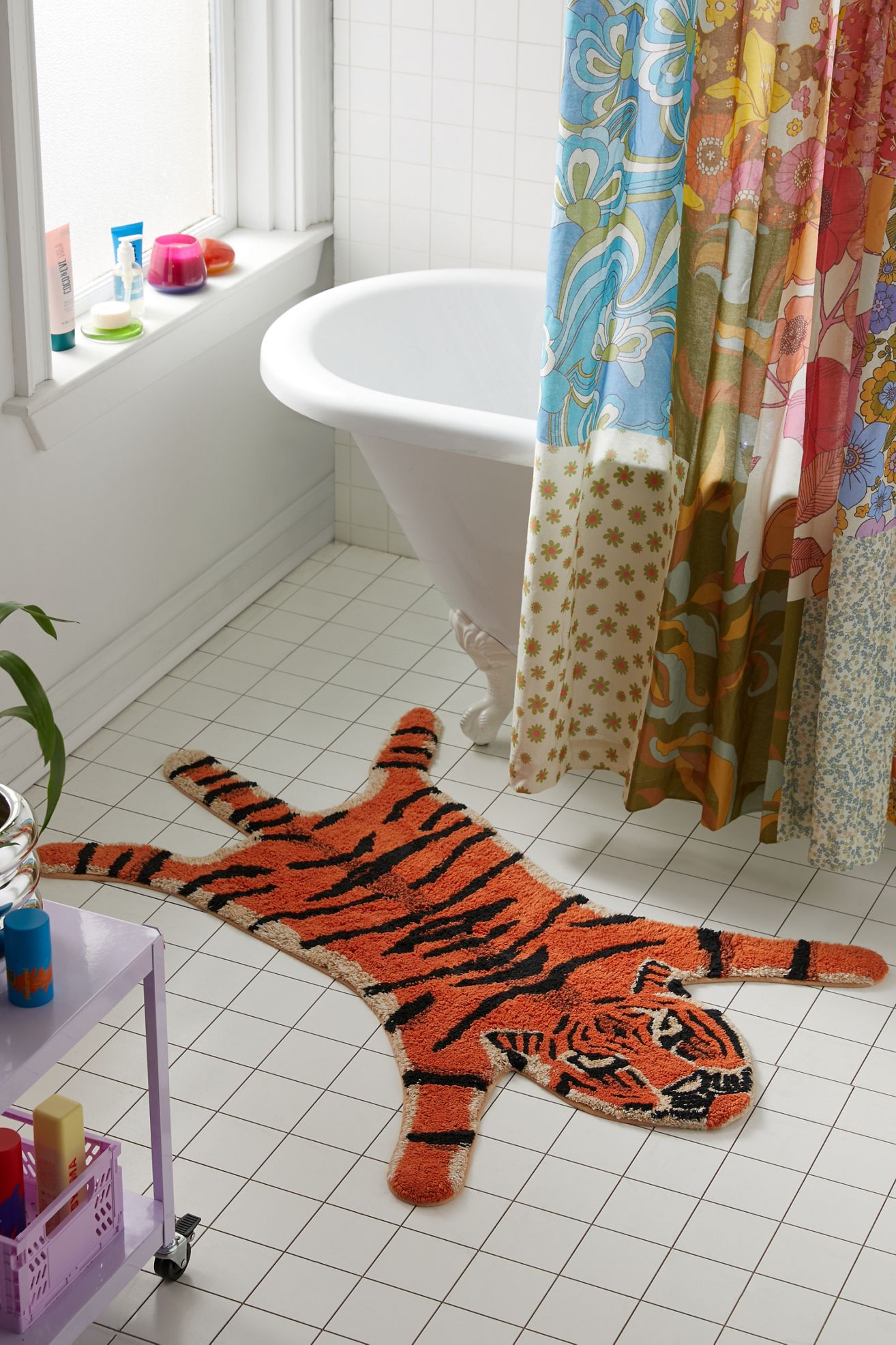 Tiger Shape Tufted Bath Mat - Orange, ONE SIZE