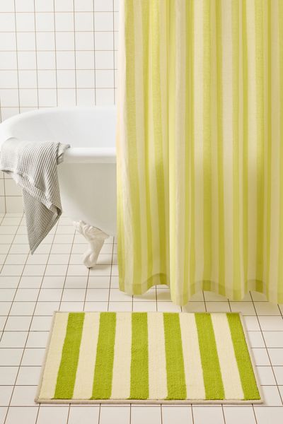 Tapis de bain imprimé en peluche à rayures auvent