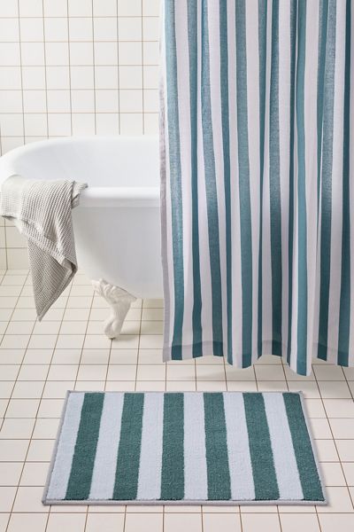 Awning Stripe Plush Printed Bath Mat
