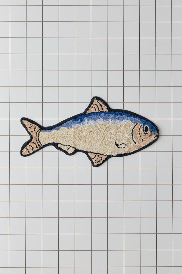 Tapis de bain en peluche tufté en forme de poisson #1